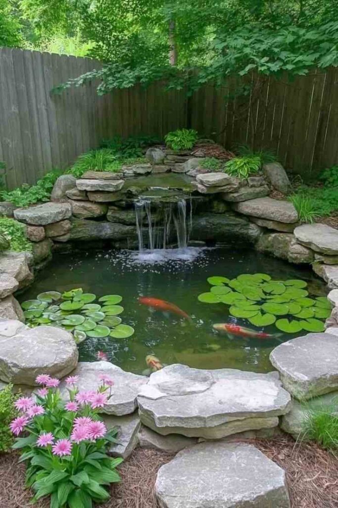 An Image of a small lake in a garden