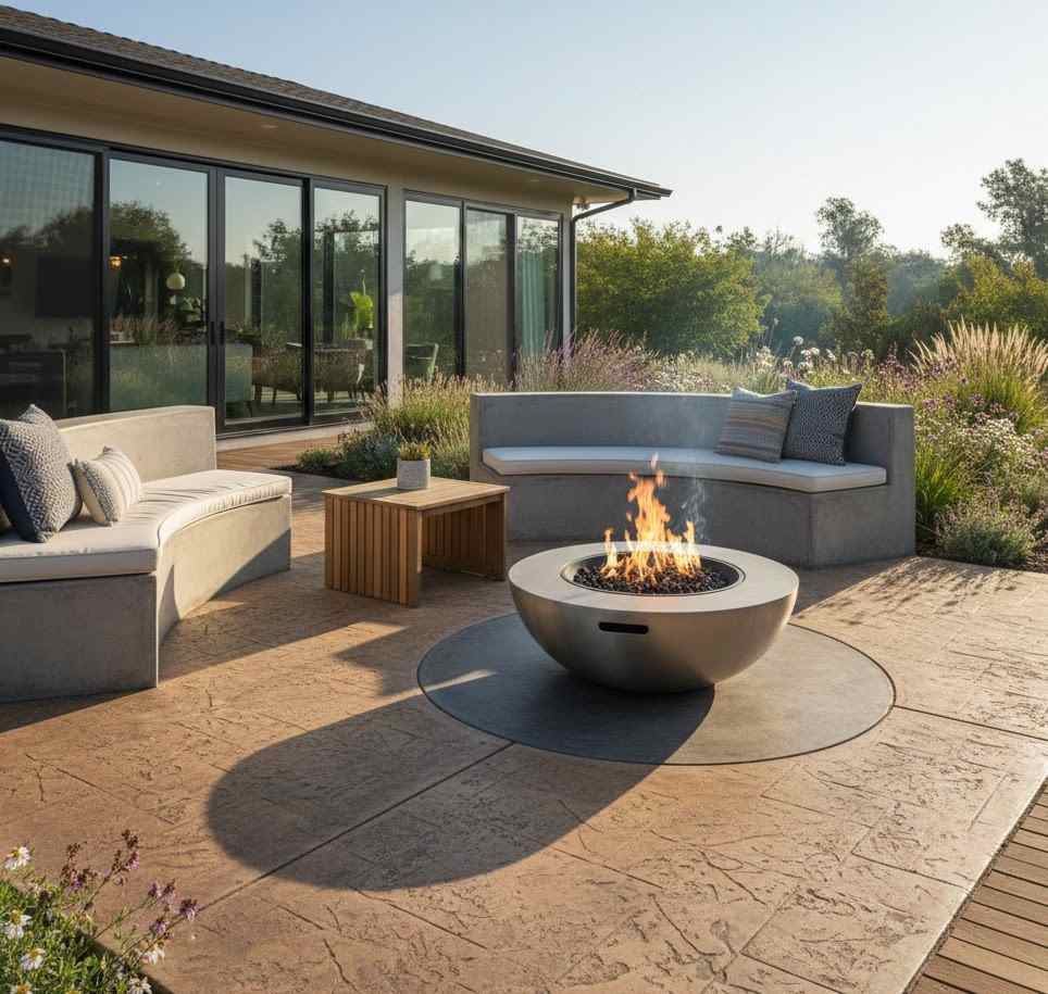 An Image showing a Smokeless Fire Pit For A Concrete Patio