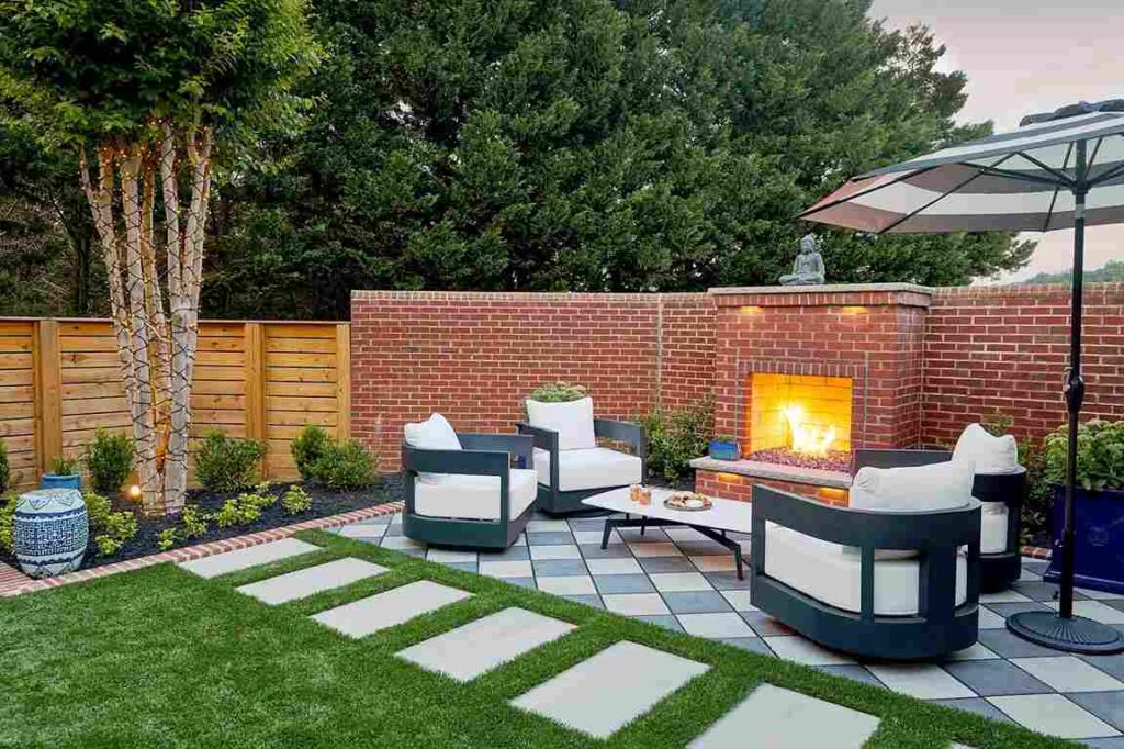 Checkerboard Brick Patio Pattern 
