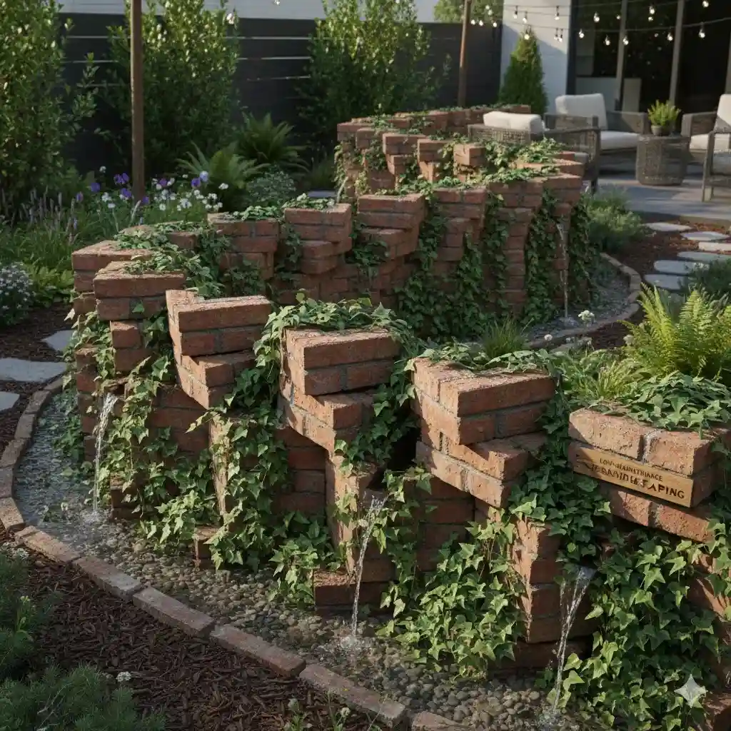 English Ivy climber on Higgledy-Piggledy Brick Edging