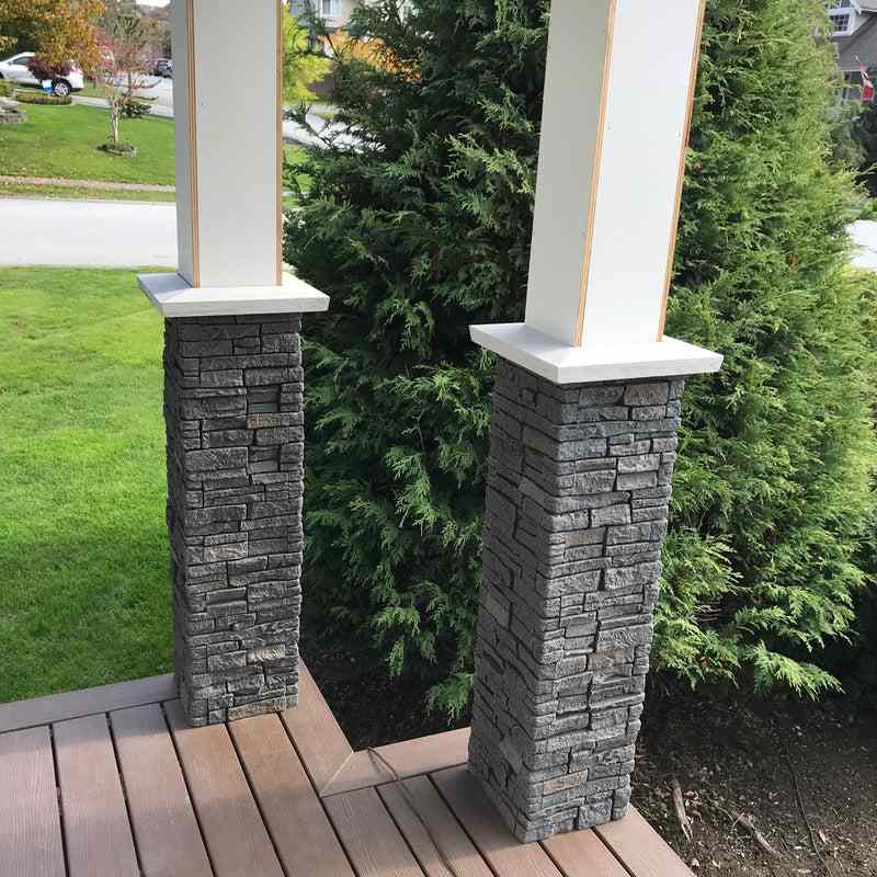 Faux Stone Porch Columns Using Stacked Bricks