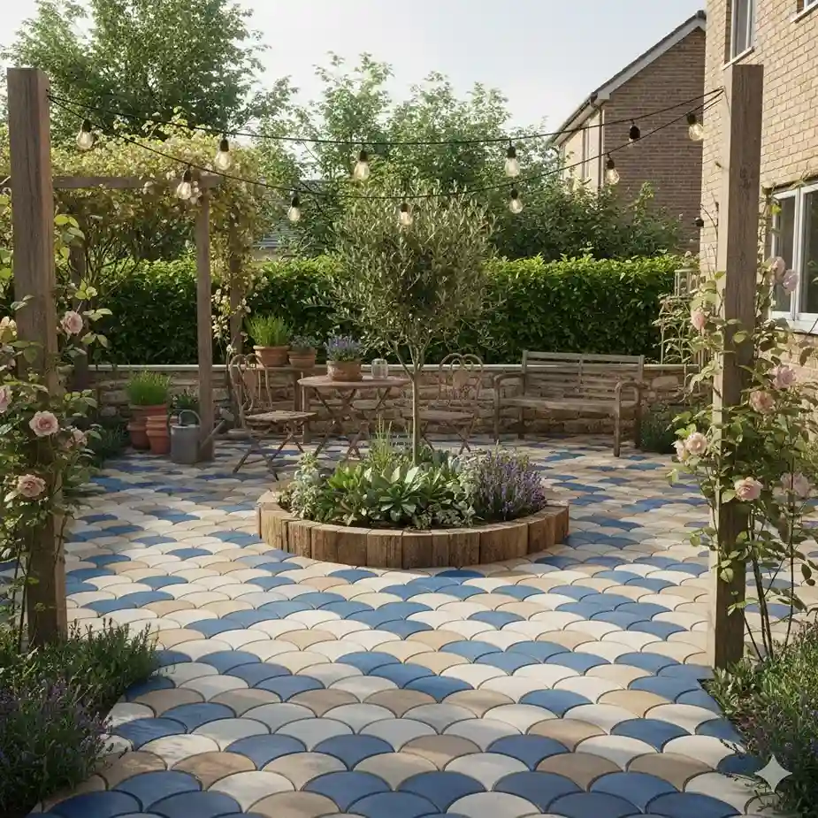 Fish Scale Brick Patio Pattern