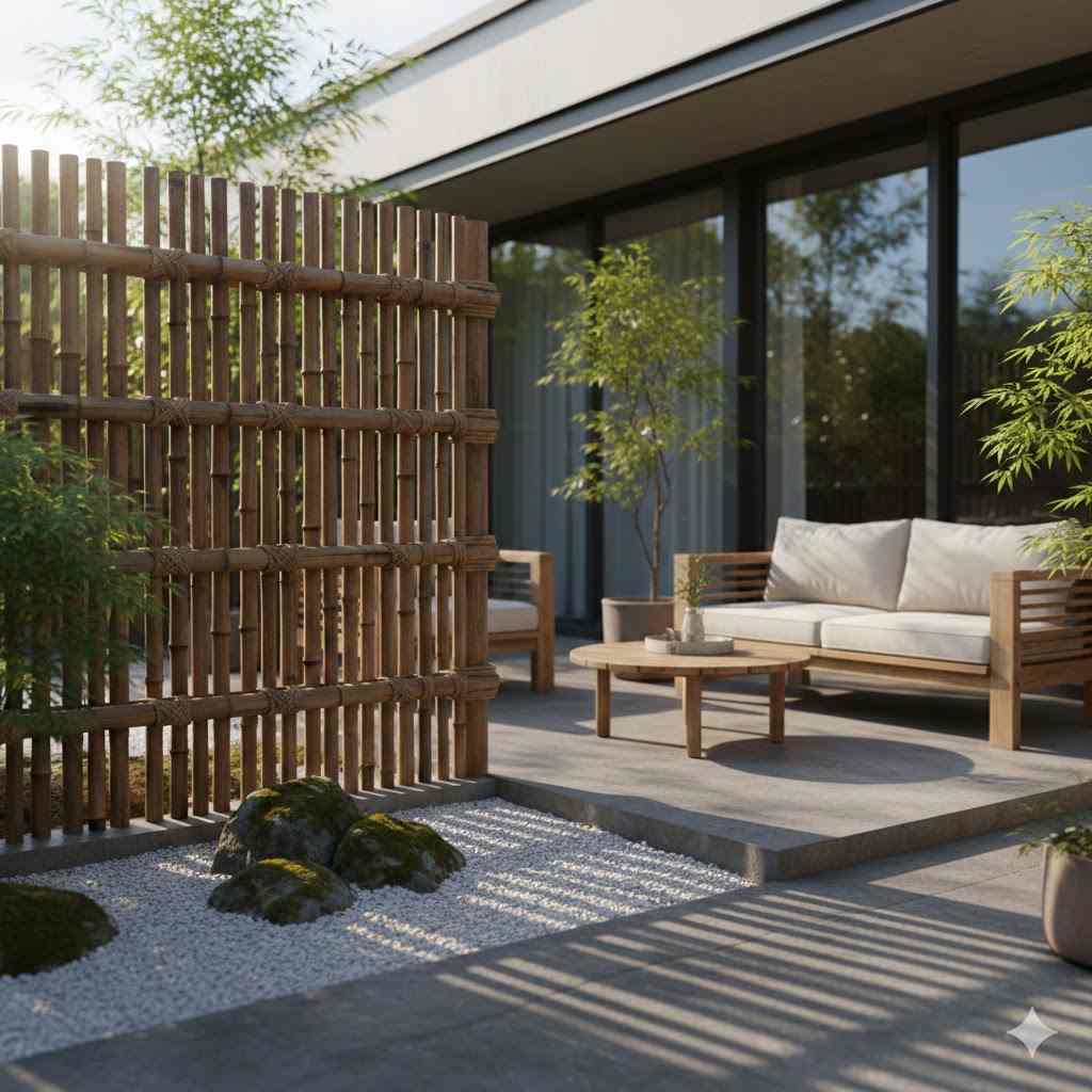 Japanese Style Fence With Bamboo