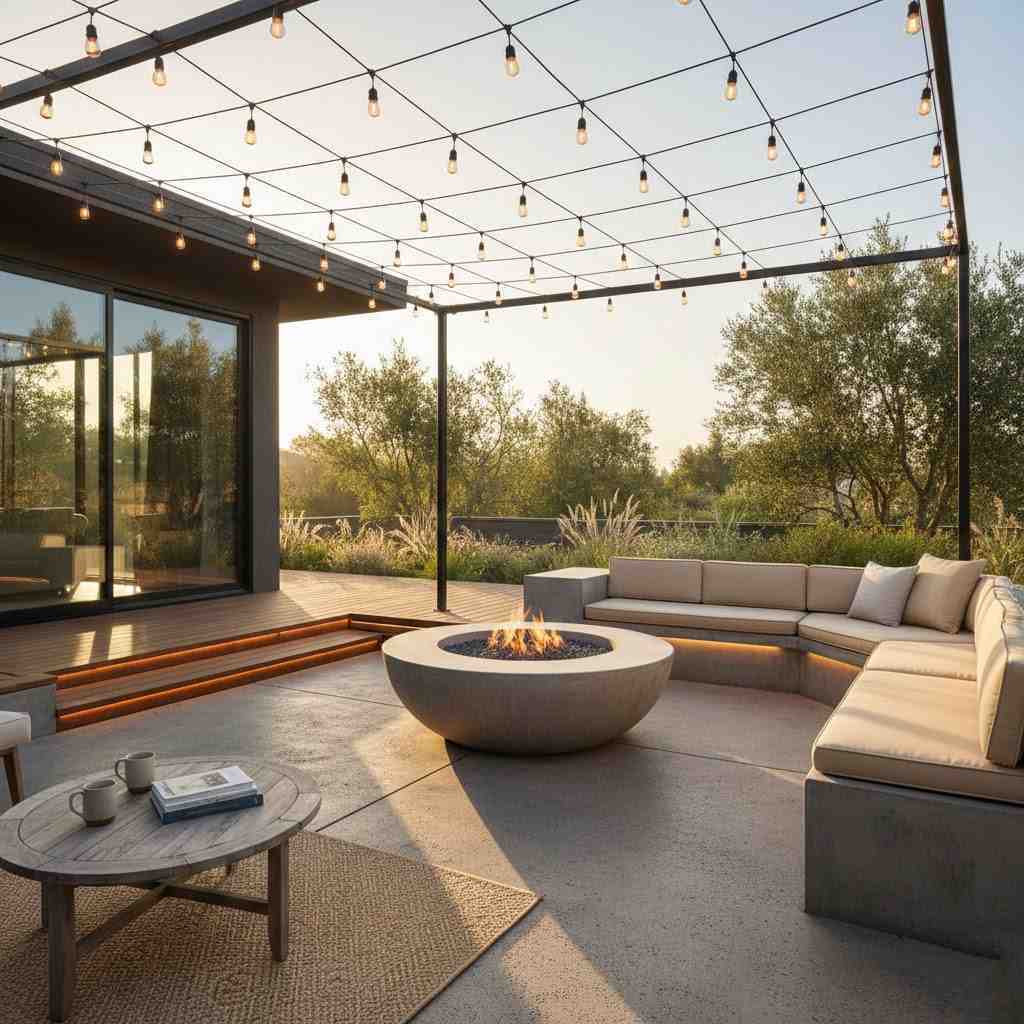 Lights Over The Fire Pit Patio