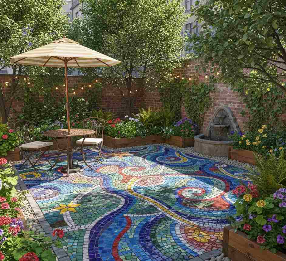 Mosaic Brick Patio Pattern 