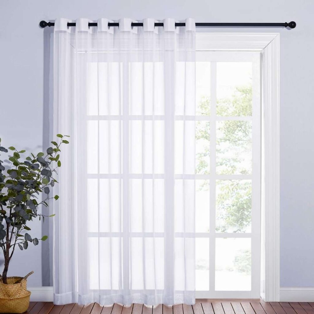 Sheer curtains for a sliding door
