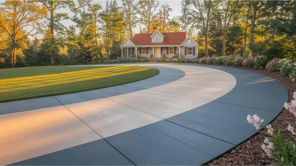 Stamped Dual-Tone Asphalt Half Circle Driveway