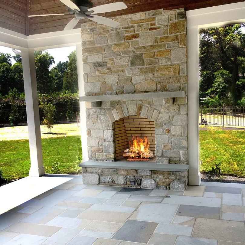 Traditional Fireplace On Flagstone Patio