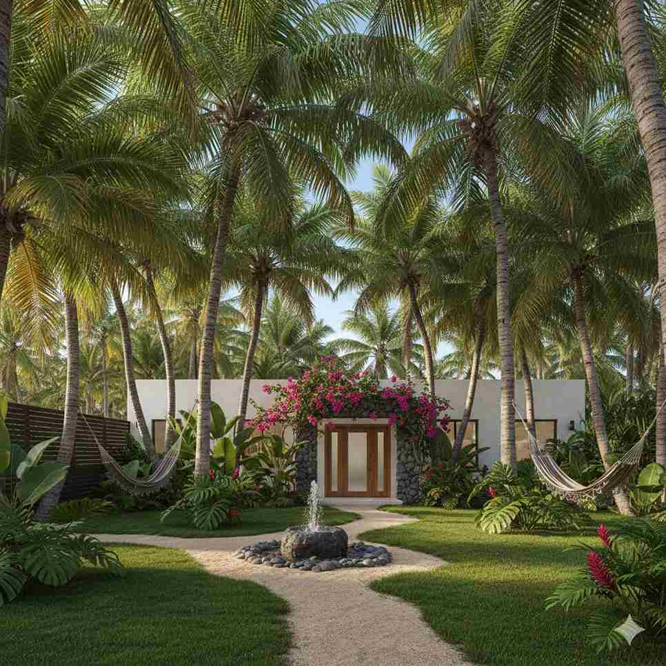 Tropical Palm Oasis in the front yard