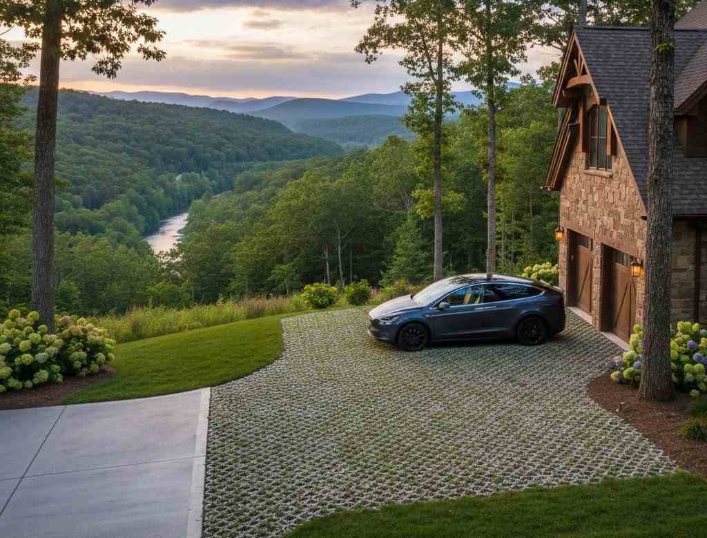 Turf Grass Grid Pattern For Driveway Extension