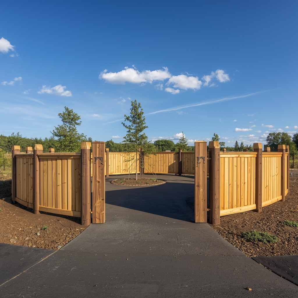 U-Shaped Wooden Fence for Small Half Circle Driveway 