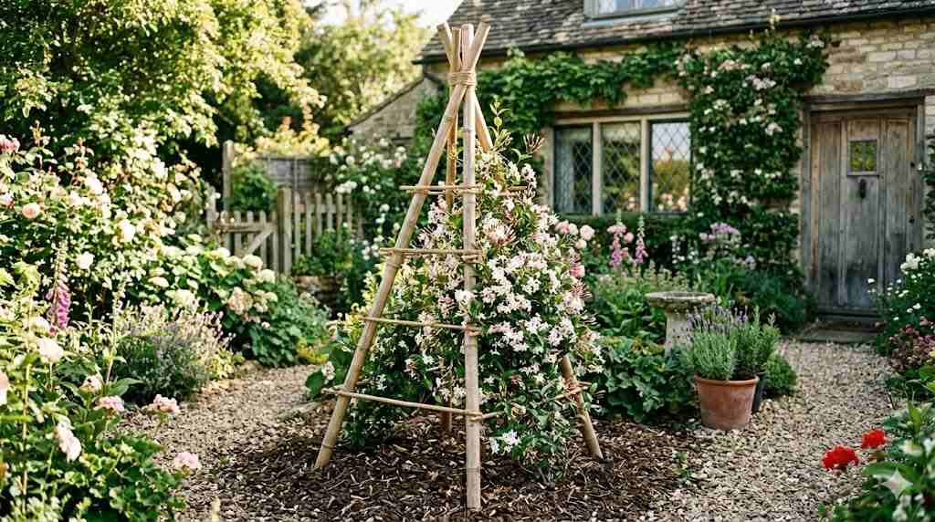 Bamboo Teepee Trellis For Jasmine Vines