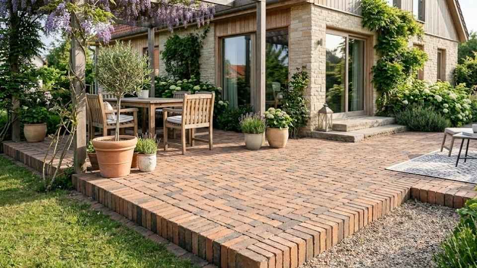Basketweave Patio With Soldier Course Border