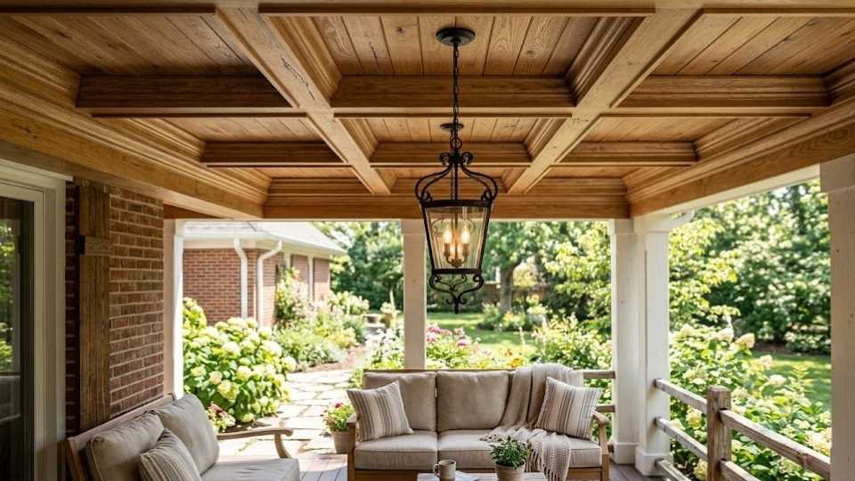 DIY Coffered Drop Ceiling For Porch 