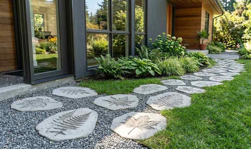 DIY Leaf Stepping Stone For Sidewalk