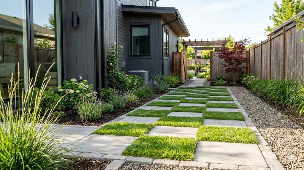DIY The Checkerboard Concrete Paver Sidewalk
