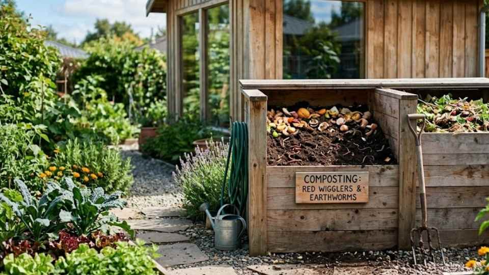 EarthWorms in Composting Bin
