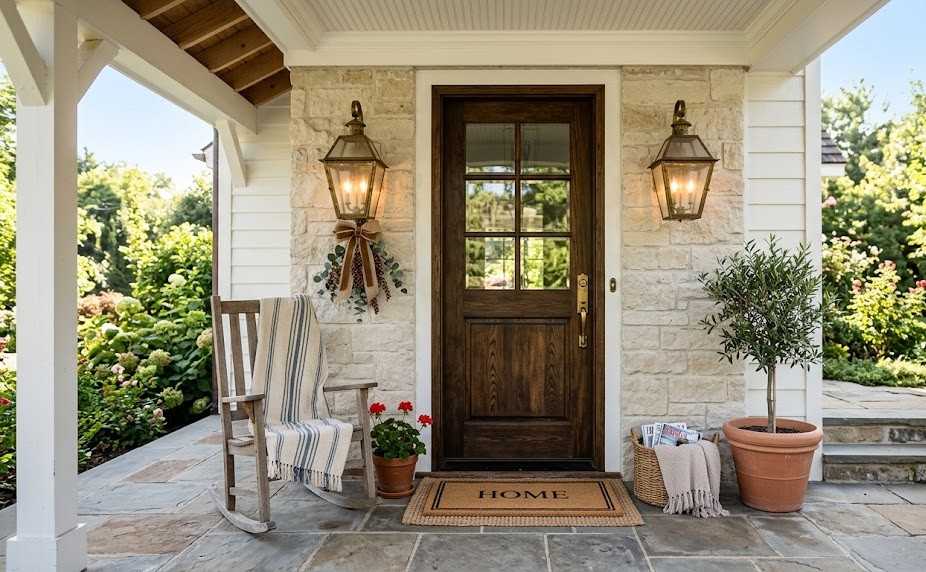Hanging Lanterns on the Front Porch Wall