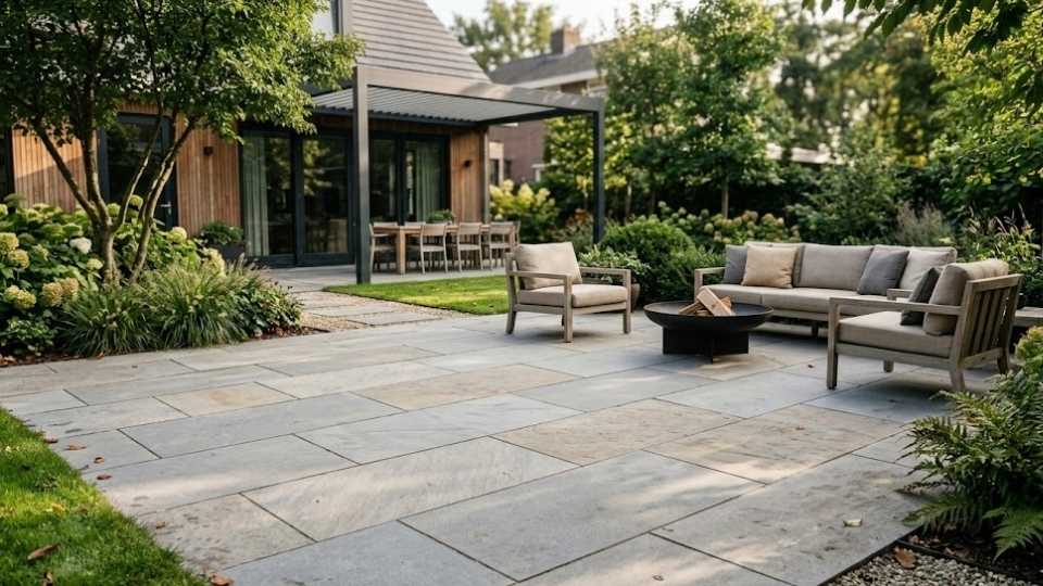 Large Rectangular Stone Paver Patio