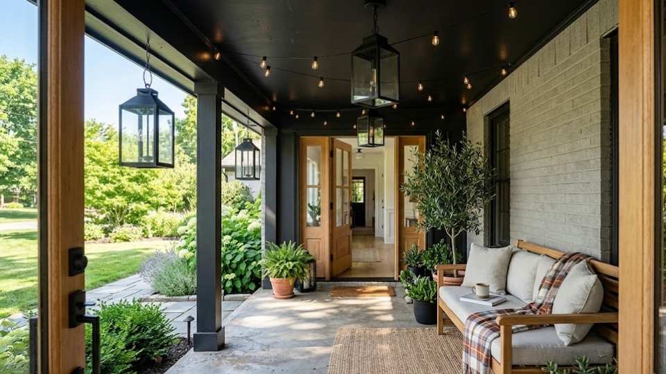 Matte Black Porch Ceiling