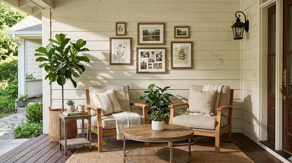 Outdoor Seating Area Near The Front Porch Wall