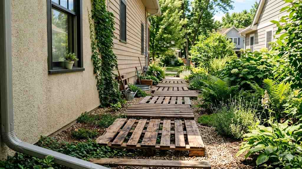 Recycled Wood Pallet For Side Of House Walkway