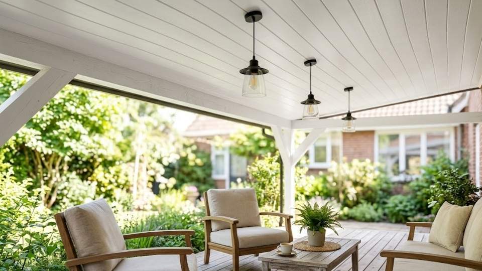 Simple White Painted Porch Ceiling 