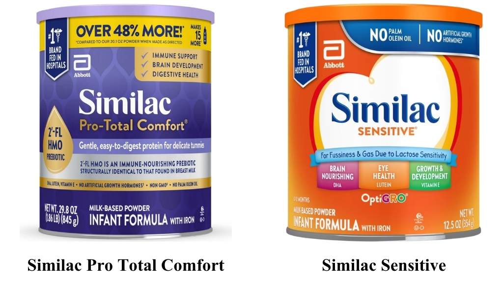 Comparison between Similac Pro Total Comfort Vs Sensitive