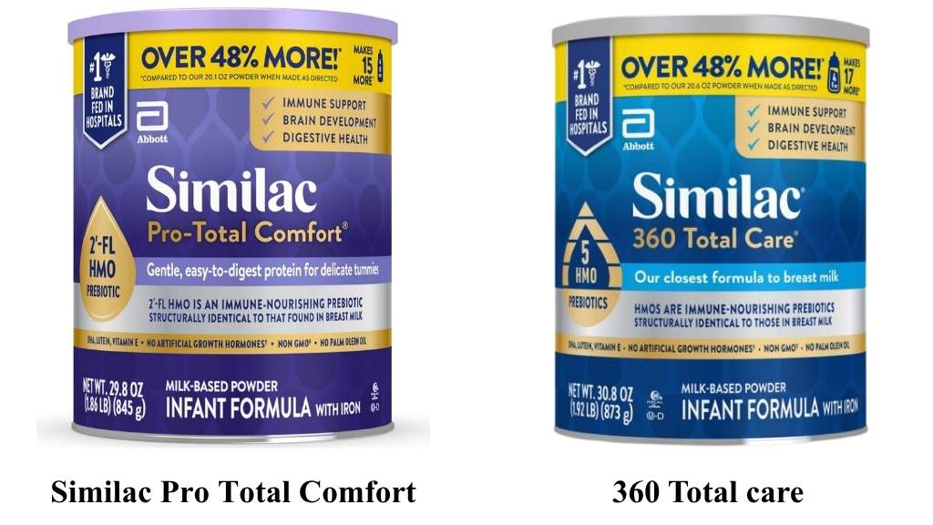 Comparison between Similac Pro Total comfort vs 360 Total care