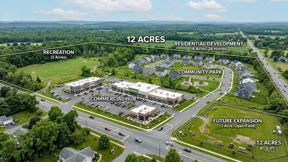 An Image Showing 12 Acres of Land Used For Residential and Commerical Purpose