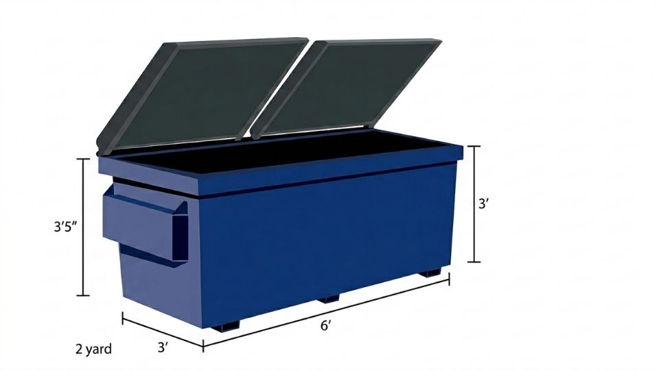 An Image Showing 2 Yard Dumpster with its Dimensions