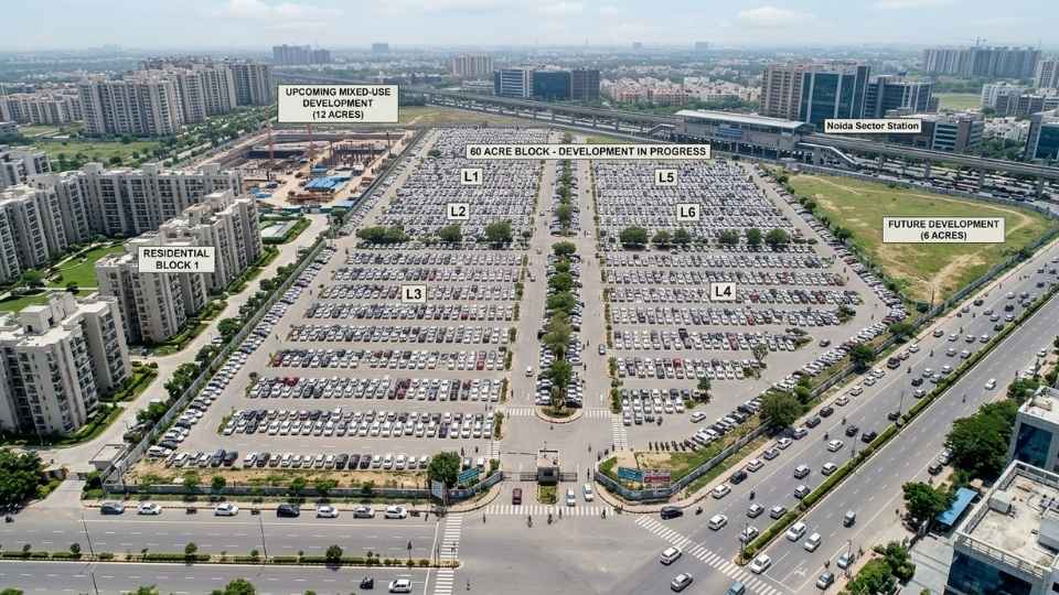 An Image Showing 60 Acres of Land on Map used for Parking Purpose