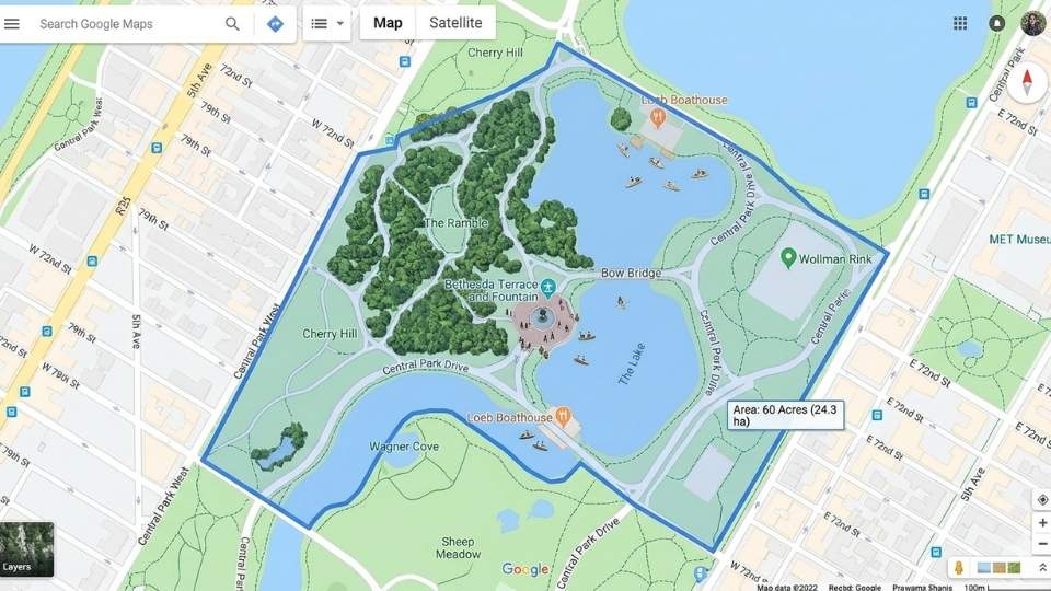 An Image Showing 60 Acres of Land on a Map