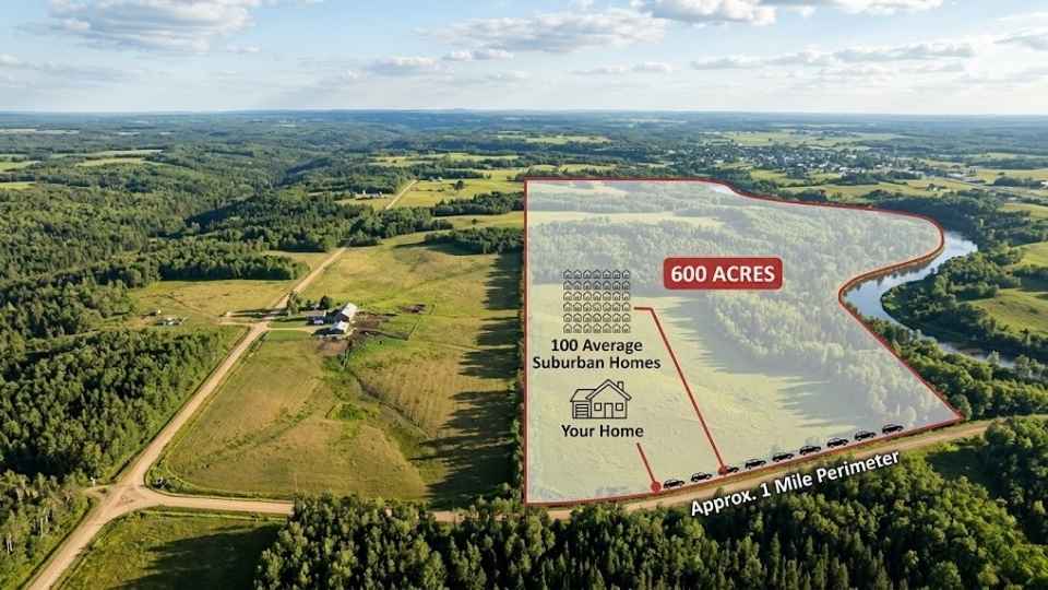 An Image Visually Showing 600 Acres Of Land