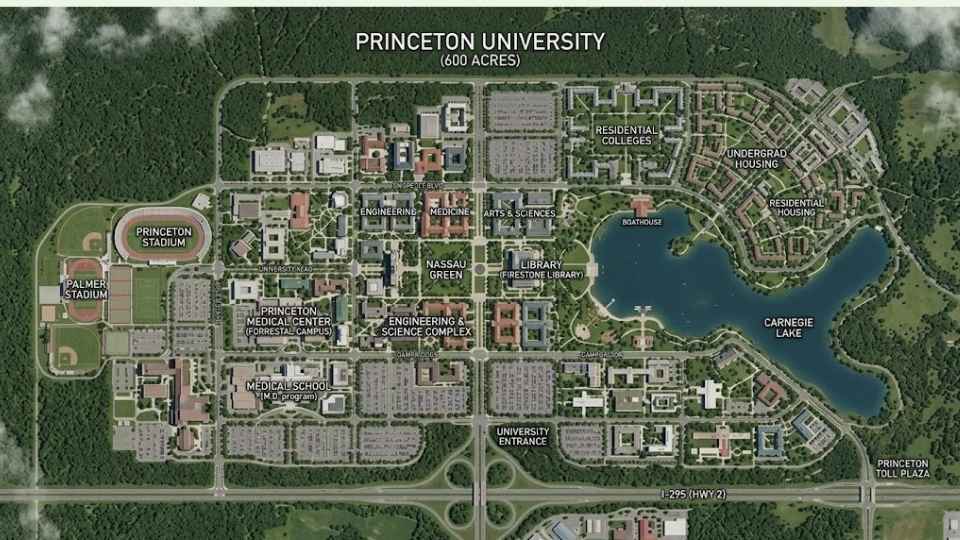 An Image showing 600 Acres of Land on Map of University 