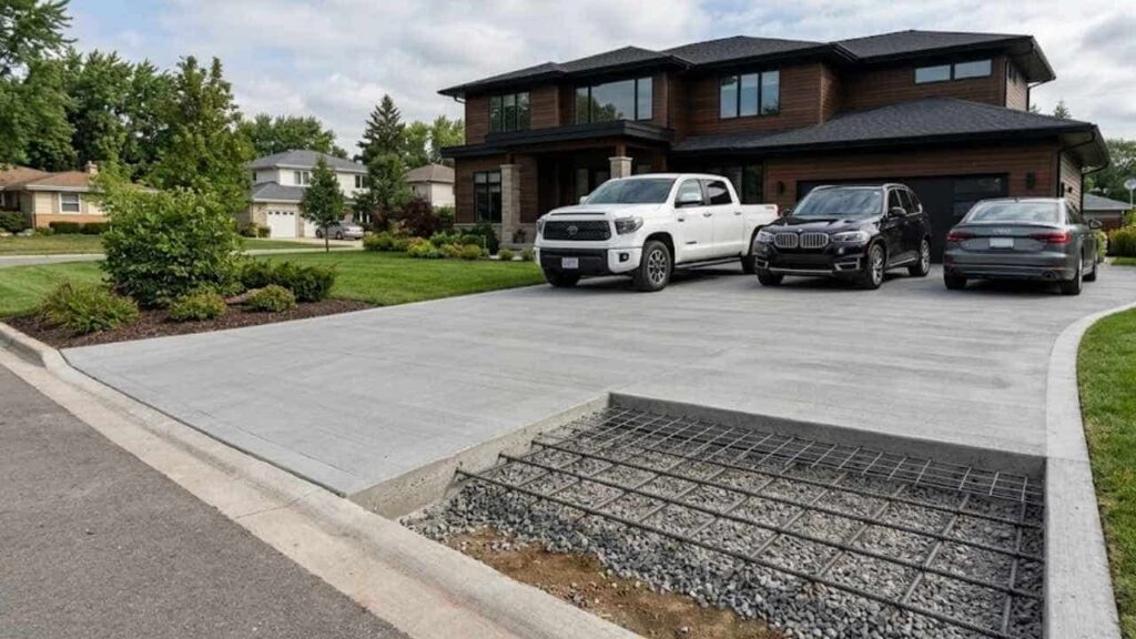 Image is showing a Driveways built with concrete
