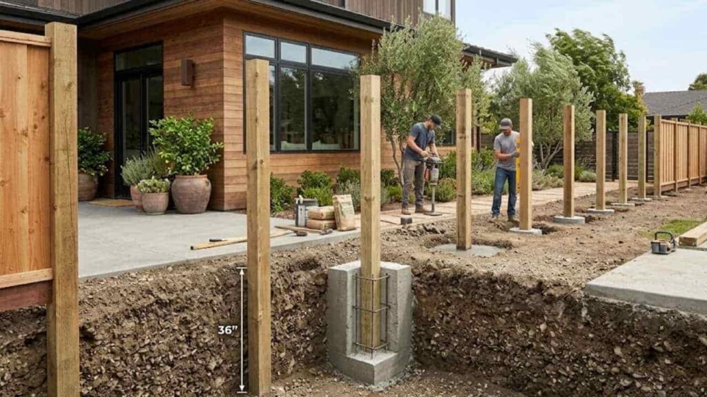 An image is showing how the fence post are made