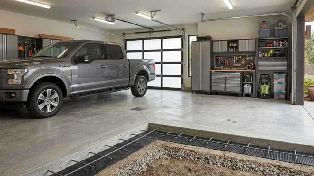 The image shows a Garage Floors  built with concrete
