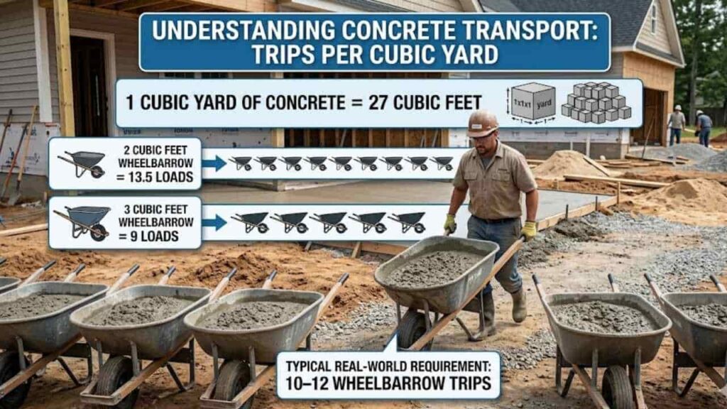 Concrete Transport: Wheelbarrow Loads per Cubic Yard